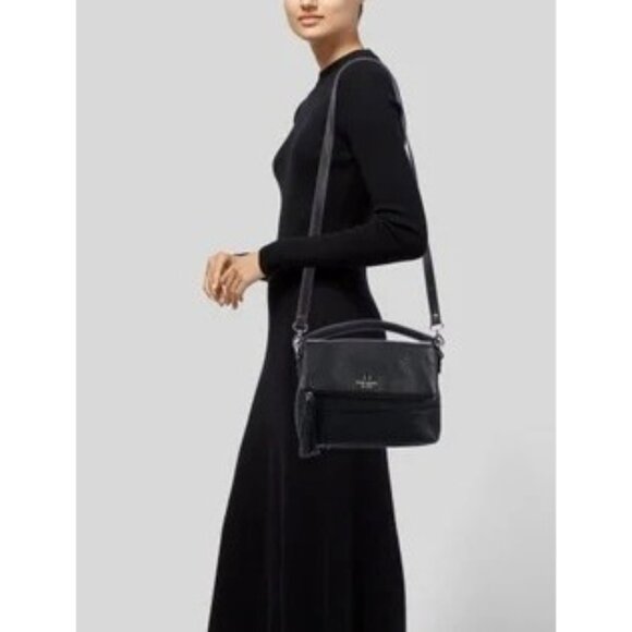 Kate Spade Black Pebbled Leather Crossbody Bag Satchel Chester Street Miri 8344 - Picture 2 of 16